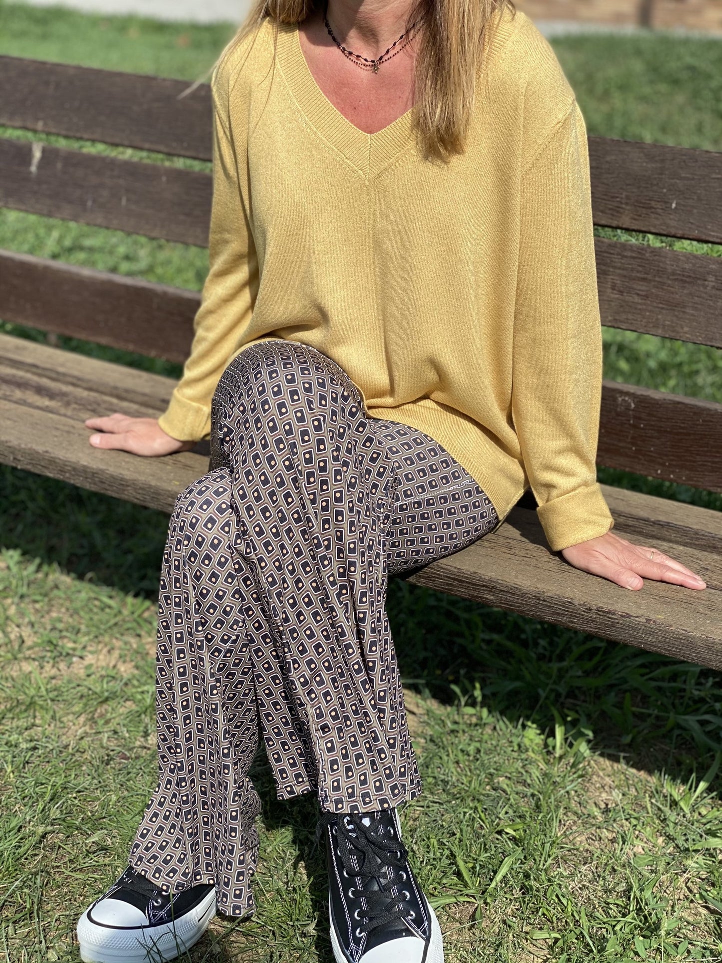 Pantalón campana pastilla cuadrada kaki