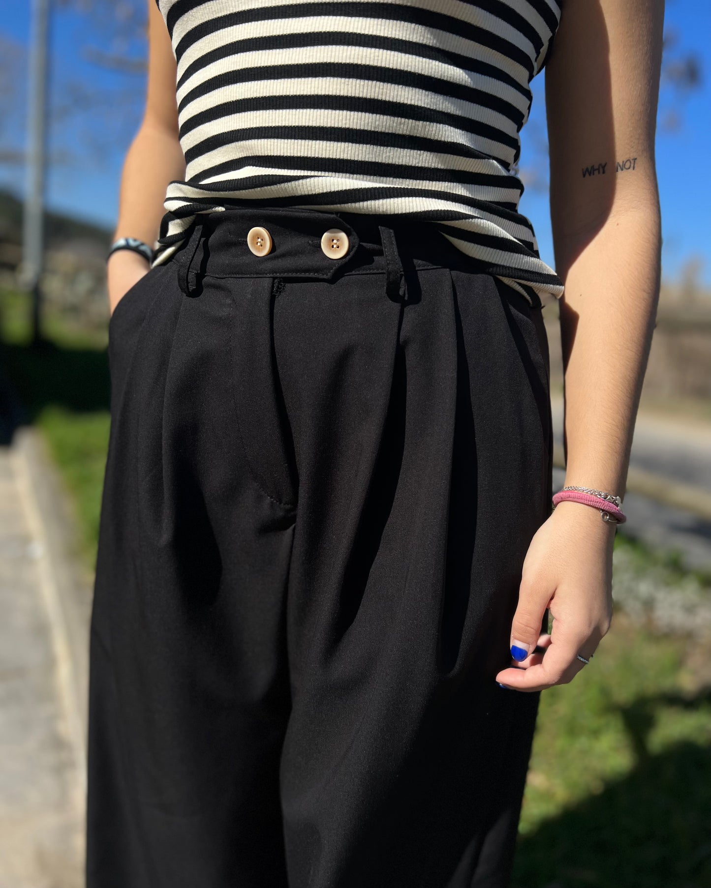 Pantalón traje 2 botones negro