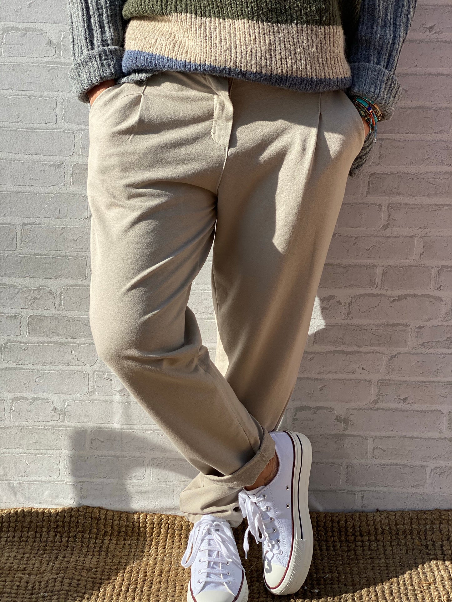 Pantalón chino de chandal beige