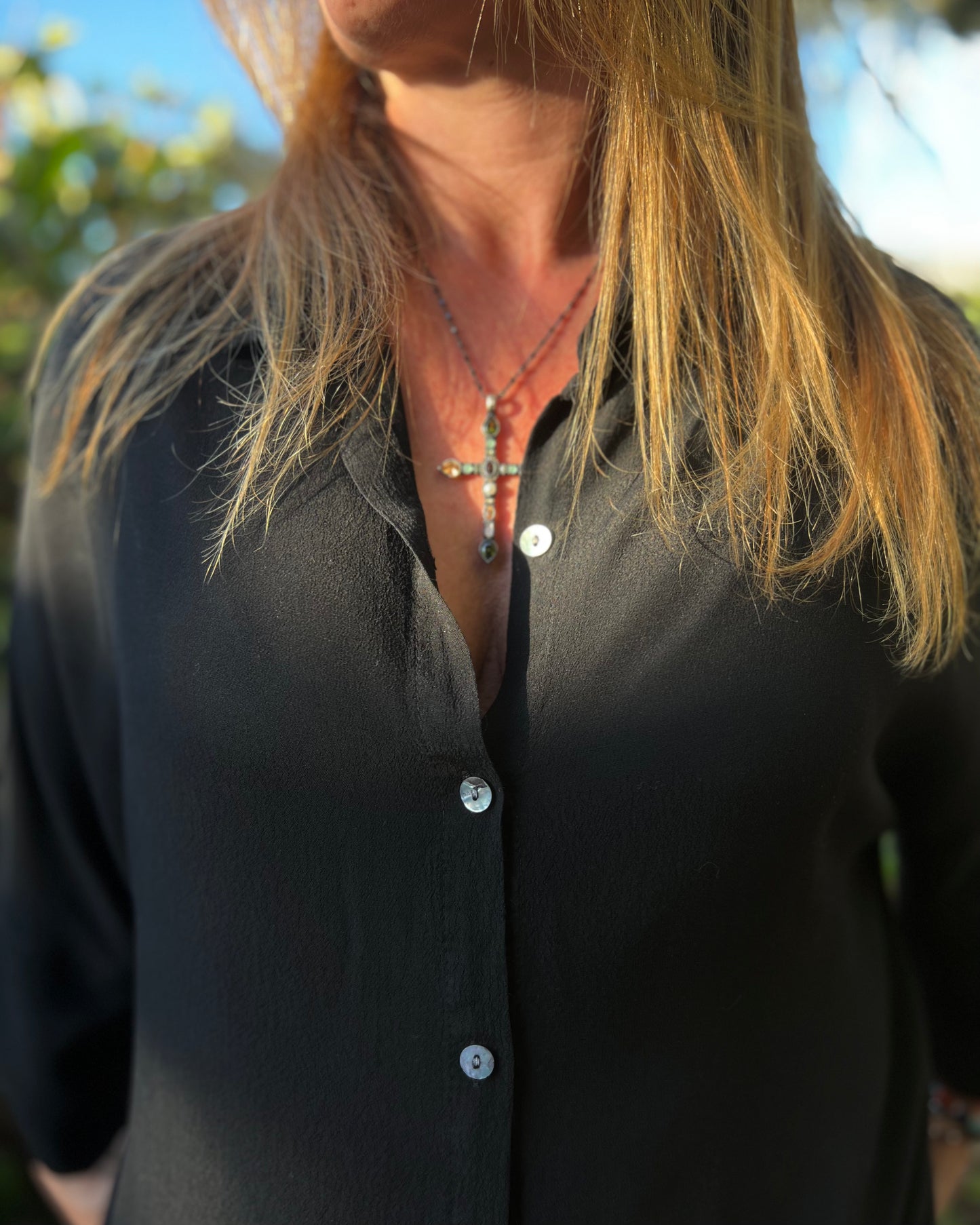 Blusa manga tres cuartos negro