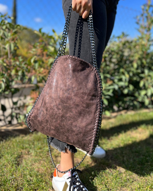 Bolso shopper polipiel medium marrón