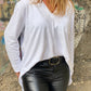 Camiseta larga con botones blanca