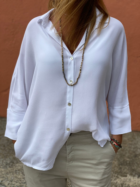 Blusa manga tres cuartos blanco