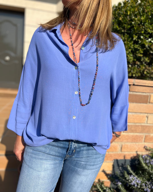 Blusa manga tres cuartos azul