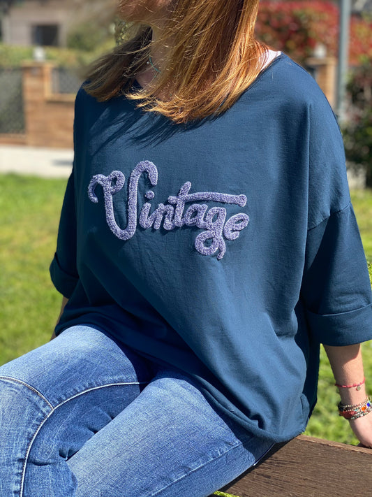 Sudadera manga corta Vintage marino