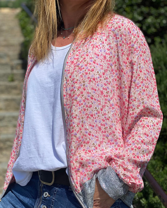Bomber estampado flores rosa