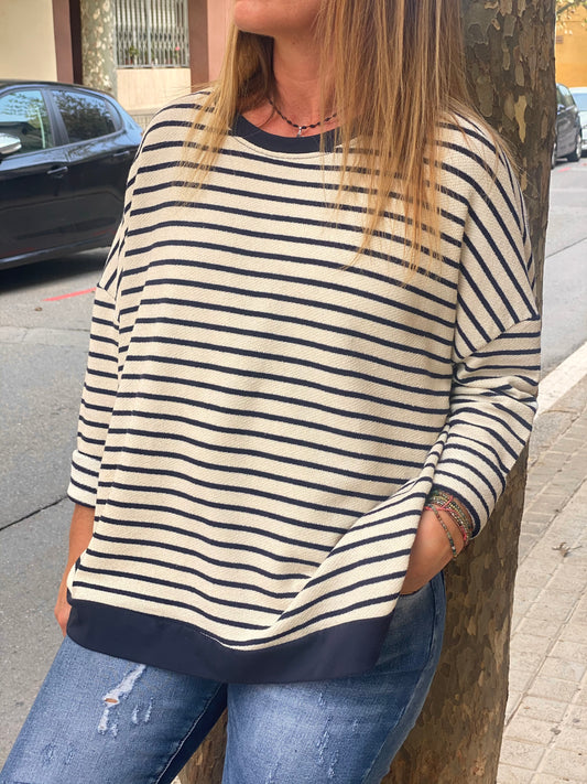 Sudadera rayas marino