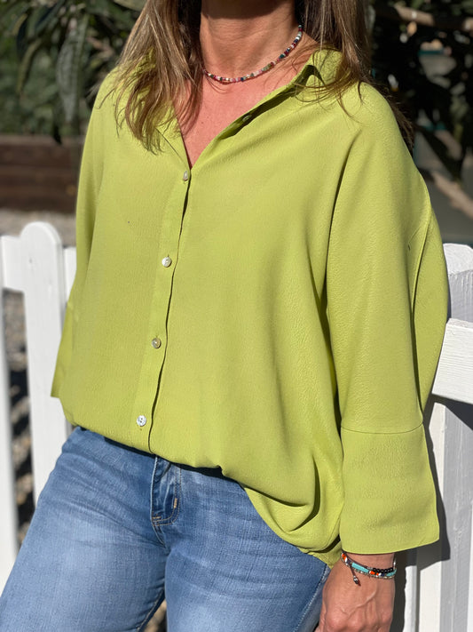 Blusa manga tres cuartos pistacho