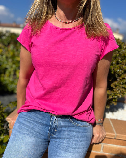 Básica manga corta fucsia