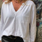 Camiseta larga con botones blanca