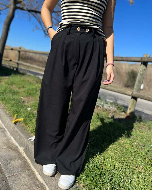 Pantalón traje 2 botones negro