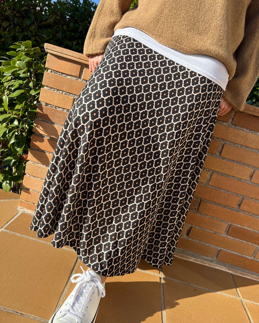 Falda estampado camel