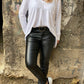 Camiseta larga con botones blanca